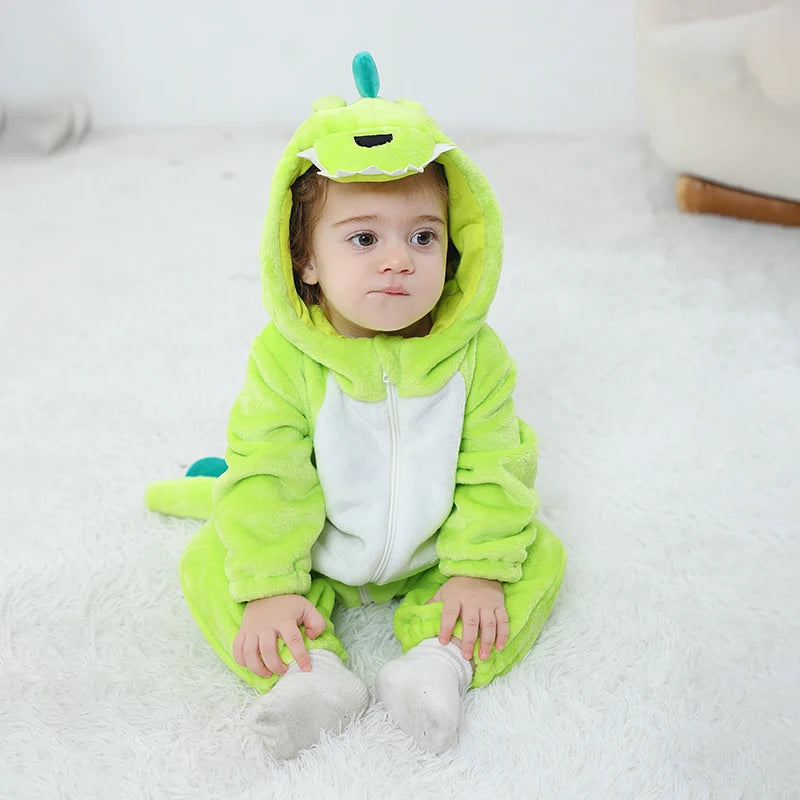 Anime Bear Baby Girl Boy Clothes Romper Lovely Infant Baby Onesie Bodysuit Newborn Zipper Hooded Flannel Cosplay Jumpsuits