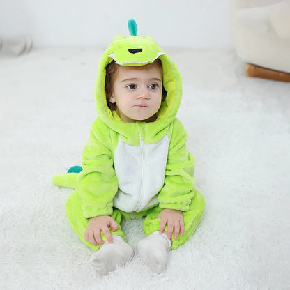 Anime Bear Baby Girl Boy Clothes Romper Lovely Infant Baby Onesie Bodysuit Newborn Zipper Hooded Flannel Cosplay Jumpsuits