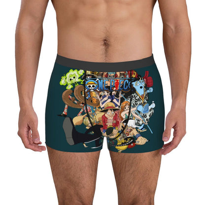 Best One Collage Collection Poster Man's Boxer Briefs Luffy Highly Breathable Underpants Top Quality Print Shorts Birthday Gifts