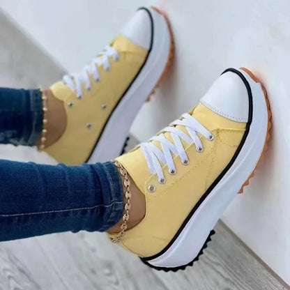 Solid Color Lace-Up Canvas Shoes