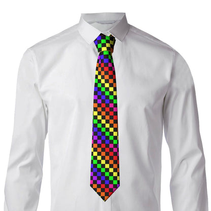 Black And White Checkerboard Pattern Ties Men Formal Silk Geometric Tartan Necktie for Office