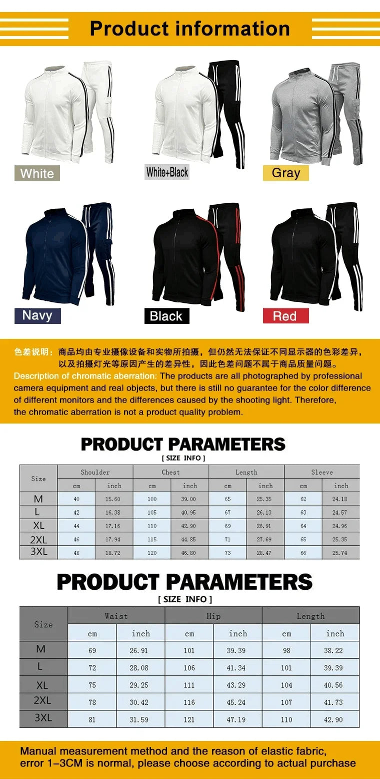 Spring and Autumn New Fashionable Men's Clothing, High Quality Men's Striped Business Casual Zipper Sports Set