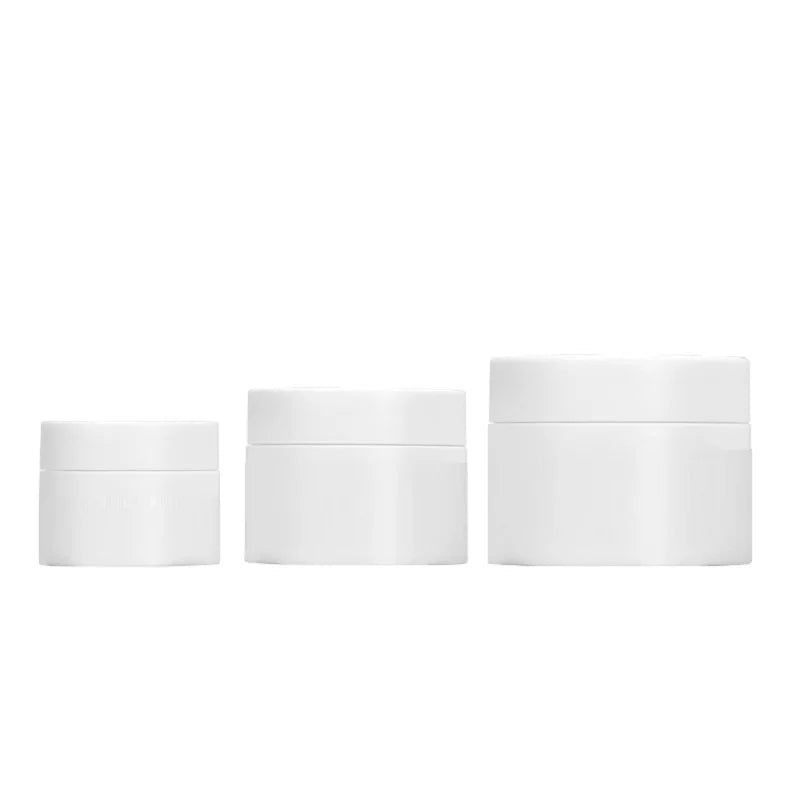 20Pcs Matte Black Skincare Face Cream Pots White Cosmetic Jar PET 30G 50G 100G Refillable Bottle Plastic Containers With Lids