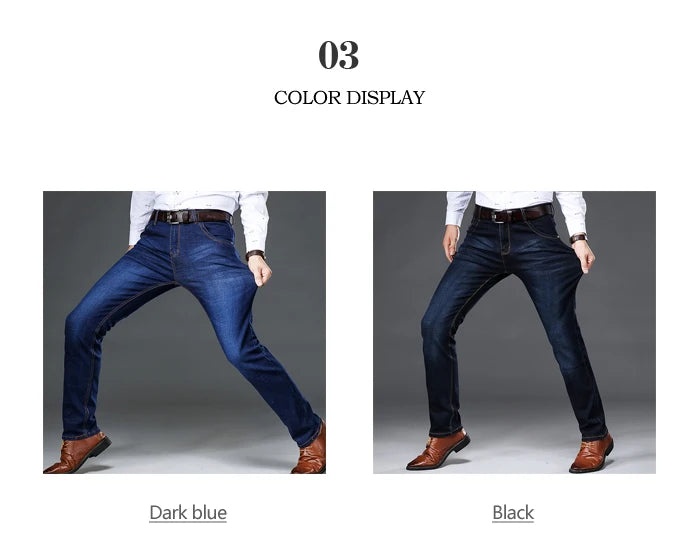 Spring and Autumn New Classic Men's Large Size Jeans Fashion Business Casual Stretch Slim Black Blue Men's Brand Pants