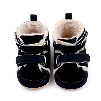 Winter Baby Shoes Boys Girls High-top Snow Boots Warm Plush Infant Toddler First Walkers 0-18 Months