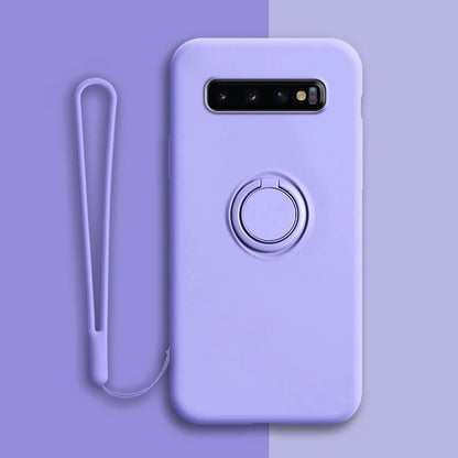 Soft Silicone Case For Samsung Galaxy S10 Plus S21 S20 FE Ultra S Note 20 9 10 S9 S8 S10E E Note20 Note9 Cover Ring Holder Stand