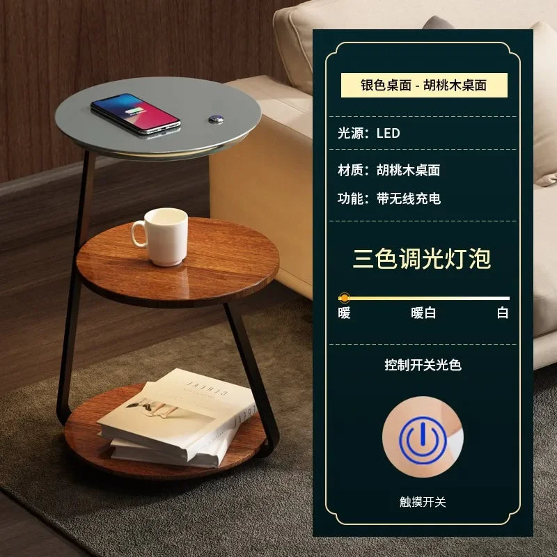 Creative Bedroom Floor Lamp Sofa Side Bedside Table Integrated Wireless Charging Living Room Shelf Coffee Table Lamp Design