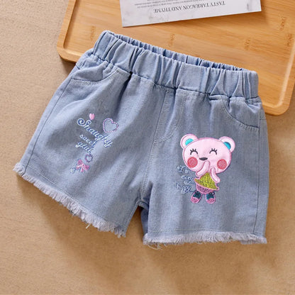 New Girls Denim Shorts Summer Kids Girl Hot Pants Clothing Baby Casual Jean Shorts 4 6 8 10 12 14 Year