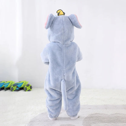 Anime Bear Baby Girl Boy Clothes Romper Lovely Infant Baby Onesie Bodysuit Newborn Zipper Hooded Flannel Cosplay Jumpsuits