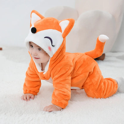 Anime Bear Baby Girl Boy Clothes Romper Lovely Infant Baby Onesie Bodysuit Newborn Zipper Hooded Flannel Cosplay Jumpsuits