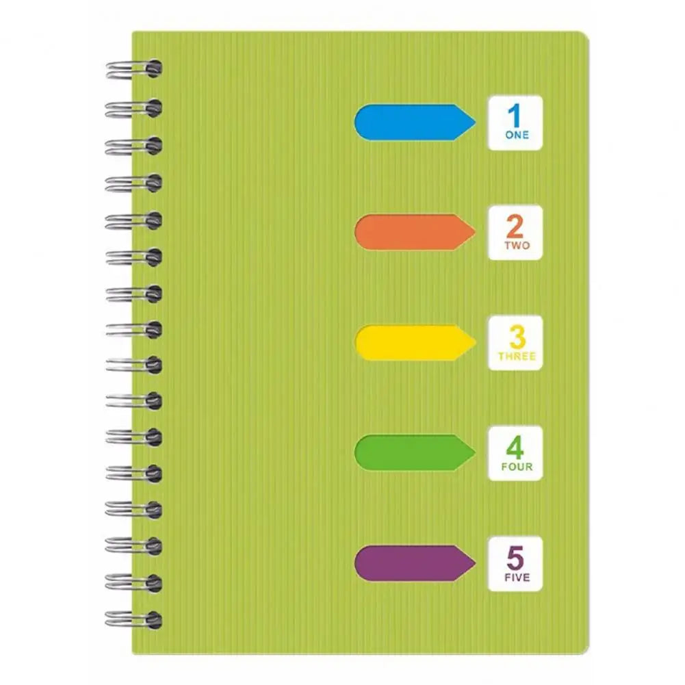 Student Notebook Premium A5/b5 Spiral Notebook with Dividers Thickened Pages for Smooth Writing 5 Subject Coil Ring Office