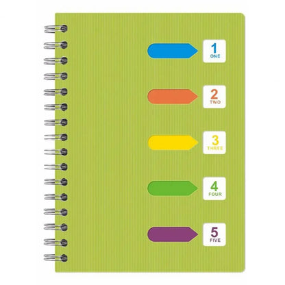 Student Notebook Premium A5/b5 Spiral Notebook with Dividers Thickened Pages for Smooth Writing 5 Subject Coil Ring Office