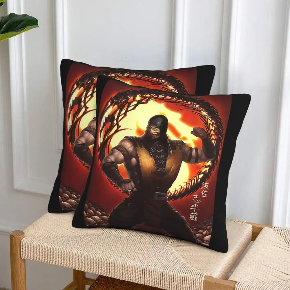 Mortal Kombat Logo 2 pcs Square Pillowcase Pillow Cover Cushion Decor Comfort Throw Pillow for Home Living Room