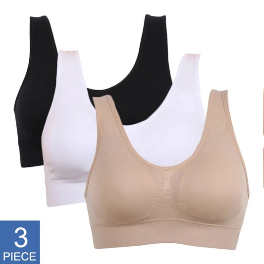 3pcs/set sexy active bra With removable Pad Seamless push up women plus size underwear wireless fitness body shape Bra