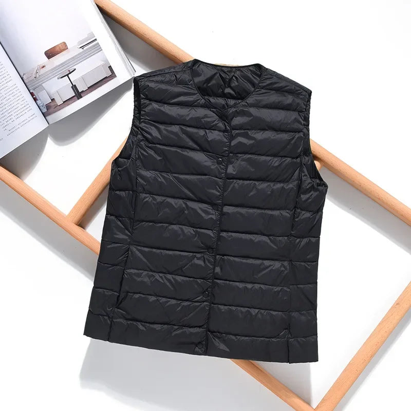 2024 New Spring Autumn Fashionable Outerwear Warm Vests Light Down Women Waistcoat Portable Warm Sleeveless Liner Casual