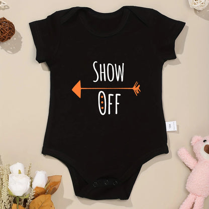 Born First Show Off Funny Twin Newborn Boy Bodysuits Fashion Cute Baby Girl Clothes Short Sleeve Summer Cotton Infant Onesies