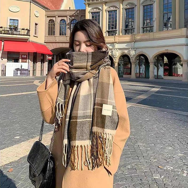 New Fashion Winter Plaid Scarf Female Autumn And Winter Everything New Casual Classic Imitation Cashmere Plaid