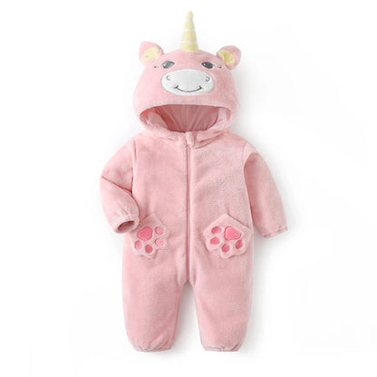 Anime Bear Baby Girl Boy Clothes Romper Lovely Infant Baby Onesie Bodysuit Newborn Zipper Hooded Flannel Cosplay Jumpsuits