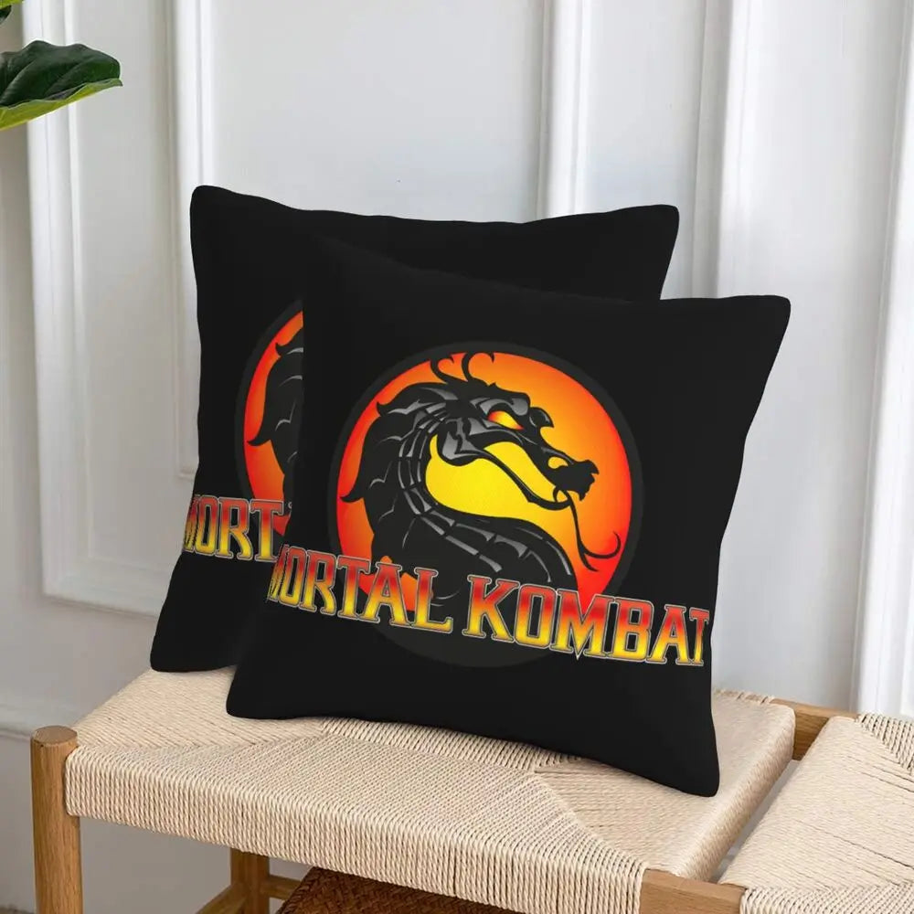 Mortal Kombat Logo 2 pcs Square Pillowcase Pillow Cover Cushion Decor Comfort Throw Pillow for Home Living Room