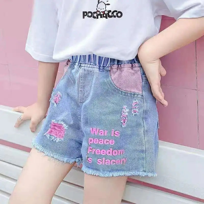 New Girls Denim Shorts Summer Kids Girl Hot Pants Clothing Baby Casual Jean Shorts 4 6 8 10 12 14 Year