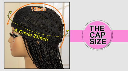 Full Machine Made Wigs Synthetic Braided Wig 14 Inches Bob Braiding Wigs Short Curly Knotless Box Braids Wigs for Black Women