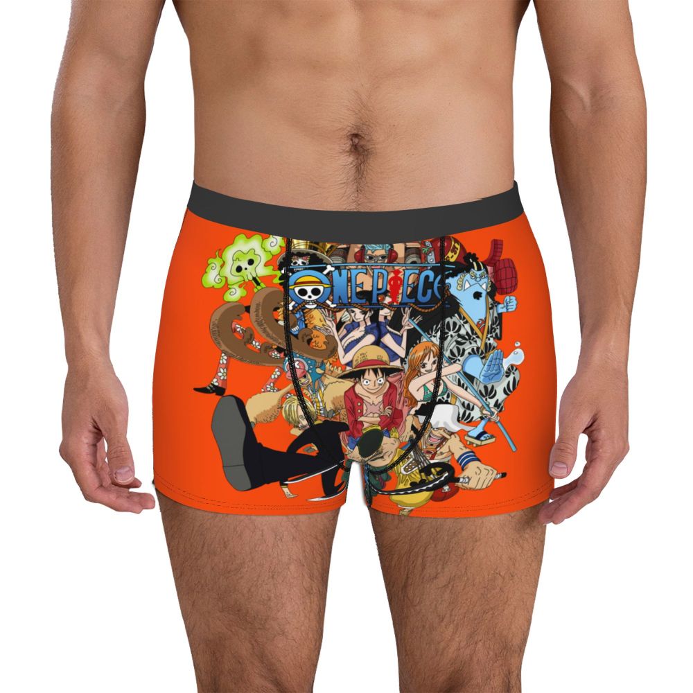 Best One Collage Collection Poster Man's Boxer Briefs Luffy Highly Breathable Underpants Top Quality Print Shorts Birthday Gifts