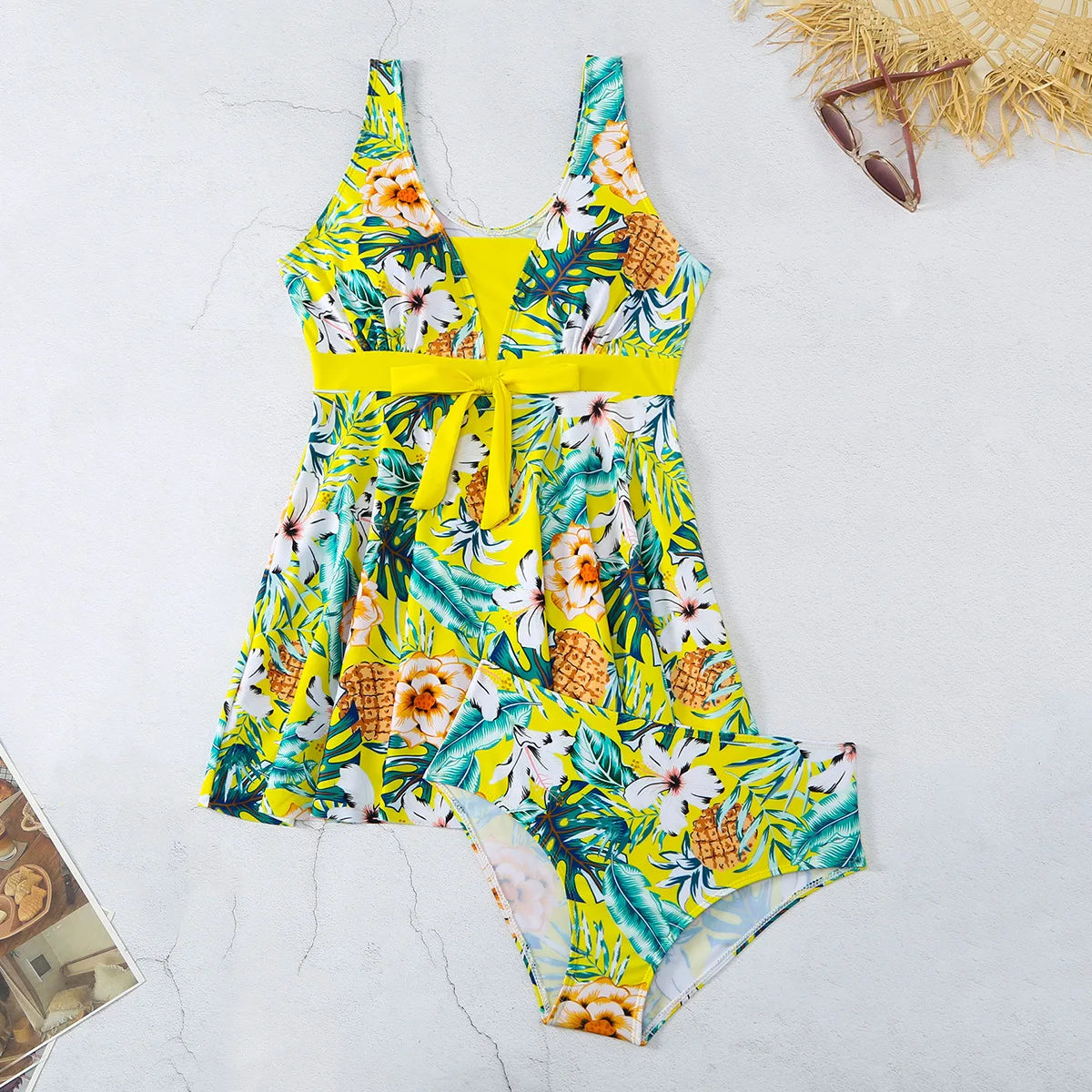 New Tropical Print Knot Front Swimwear Women One Piece Swimsuit Women Dress Bathers Bathing Swimming Swim Suit Beachwear