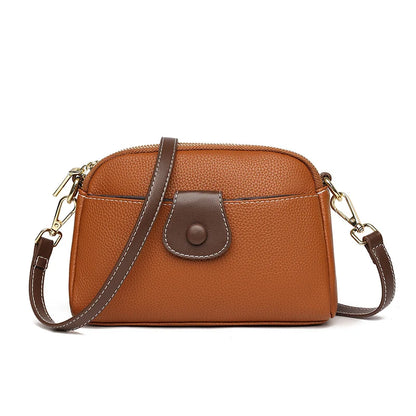 Luxury Designer Messenger Bag High Quality Genuine Leather Women's Solid Color Shoulder Bag Button decoration Cross Body Package