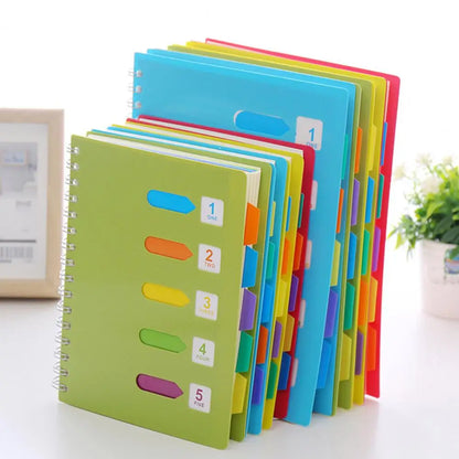 Student Notebook Premium A5/b5 Spiral Notebook with Dividers Thickened Pages for Smooth Writing 5 Subject Coil Ring Office