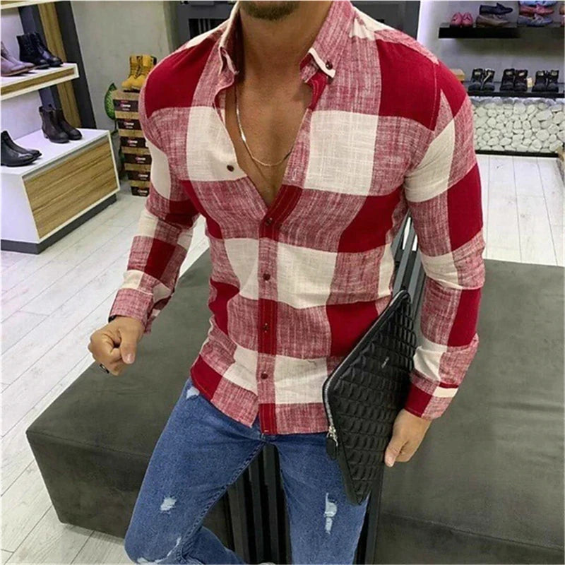 Men's Shirt Plaid Stripe Geometric Stand Collar Outdoor Street Print Long Sleeve Clothing Fashion Streetwear Designer Casual