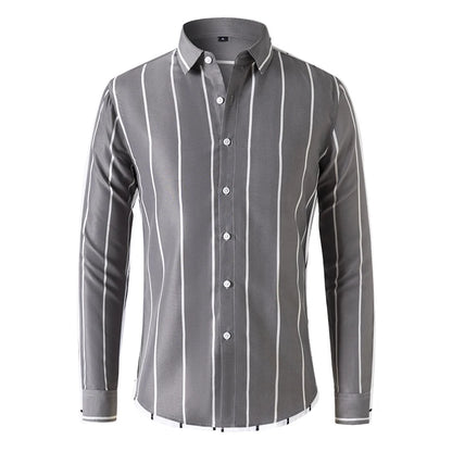 New Fashion Men's Striped Shirt Business Casual Long Sleeve Shirt Korean Style Slim Men's Shirt