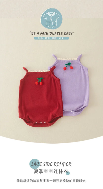 Baby Summer Clothes Newborn Girl Romper Full Moon Daytime Strap Jumpsuit Summer Thin Onesie