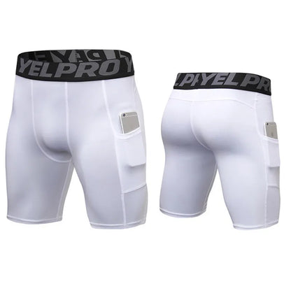 Men Compression Sports Tights Shorts With Pockets Outdoor Fitness Workout Running Underwear Athletic Gym Training Pants Leggings