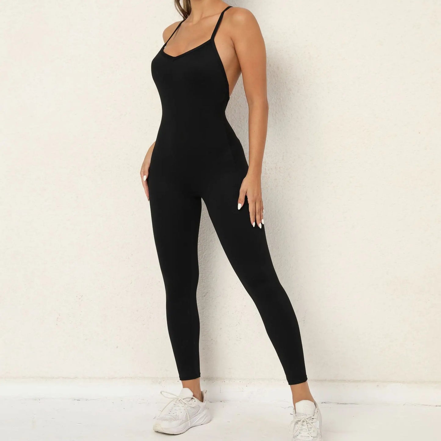 Women Athleisure Fitness Bodysuit Backless One Piece Yoga Jumpsuit Sports Gym Workout Clothes for Women Tights Active Wear