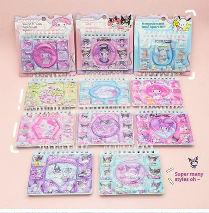 High Value New Creative Cute Mini Pocket Notepad Cartoon Sanrio Quicksand Coil Notebook Stationery For Primary School Students