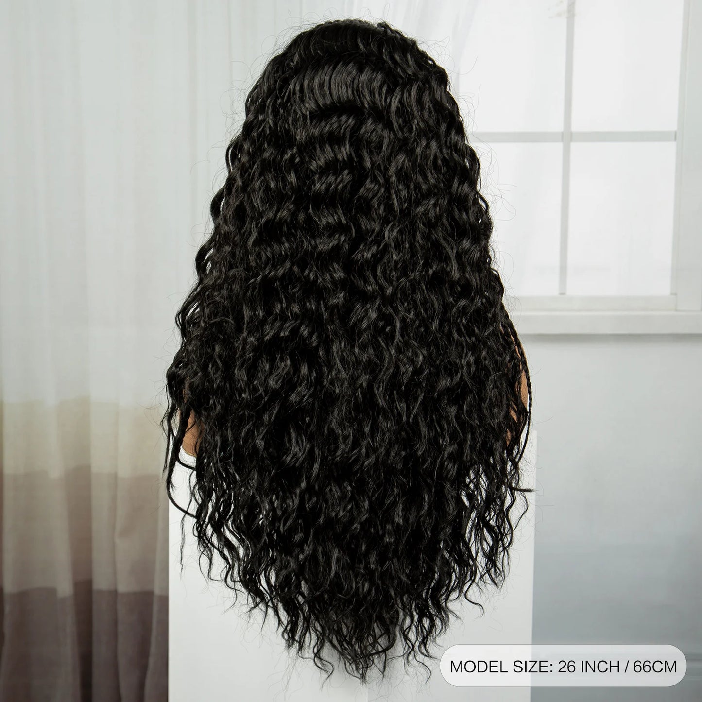 26 Inch Natural Water Wave Synthetic Braided Wigs Lace Braided Wig Curly Knotless Box Braids Wigs With Baby Hair for Black Woman