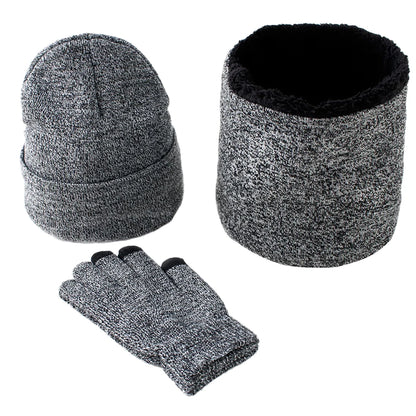 Men's Autumn Winter Keep Warm Set Unisex Beanie Gloves Scarf Male Woolen Yarn Knit Muffler Solid Color Hat Wholesale Drop Ship