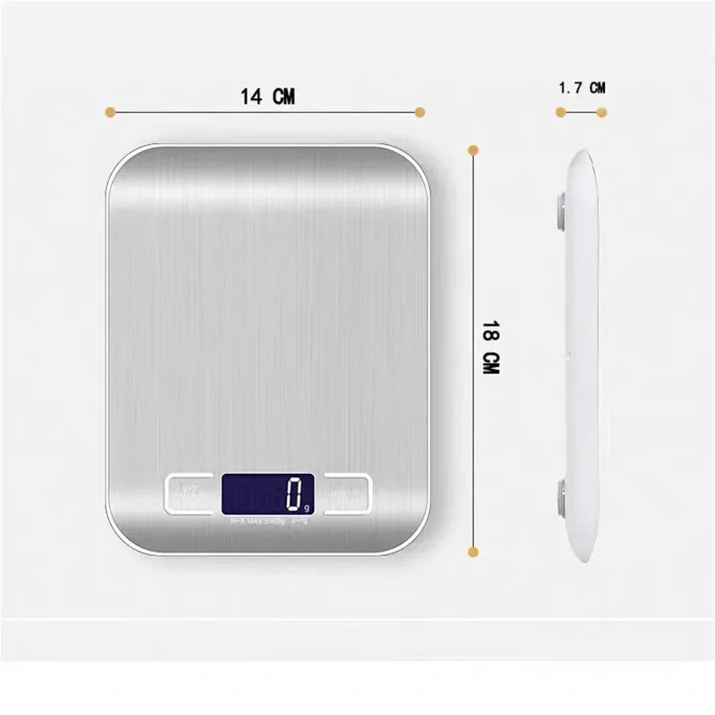 Rechargeable Stainless Steel Electronic Scales 5kg/10kg Kitchen Scales Home Jewelry Food Snacks Weighing Baking Tools