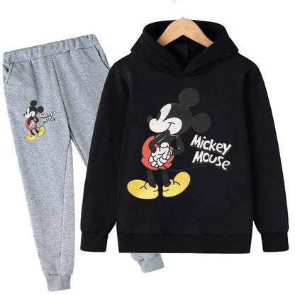 Mickey Minnie Mouse Girls Suit Kids Long Sleeve Cartoon Hoodies+Long Pants 2pcs Set Child Sports Clothing Casual Girls Outfits