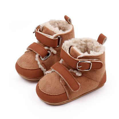 Winter Baby Shoes Boys Girls High-top Snow Boots Warm Plush Infant Toddler First Walkers 0-18 Months