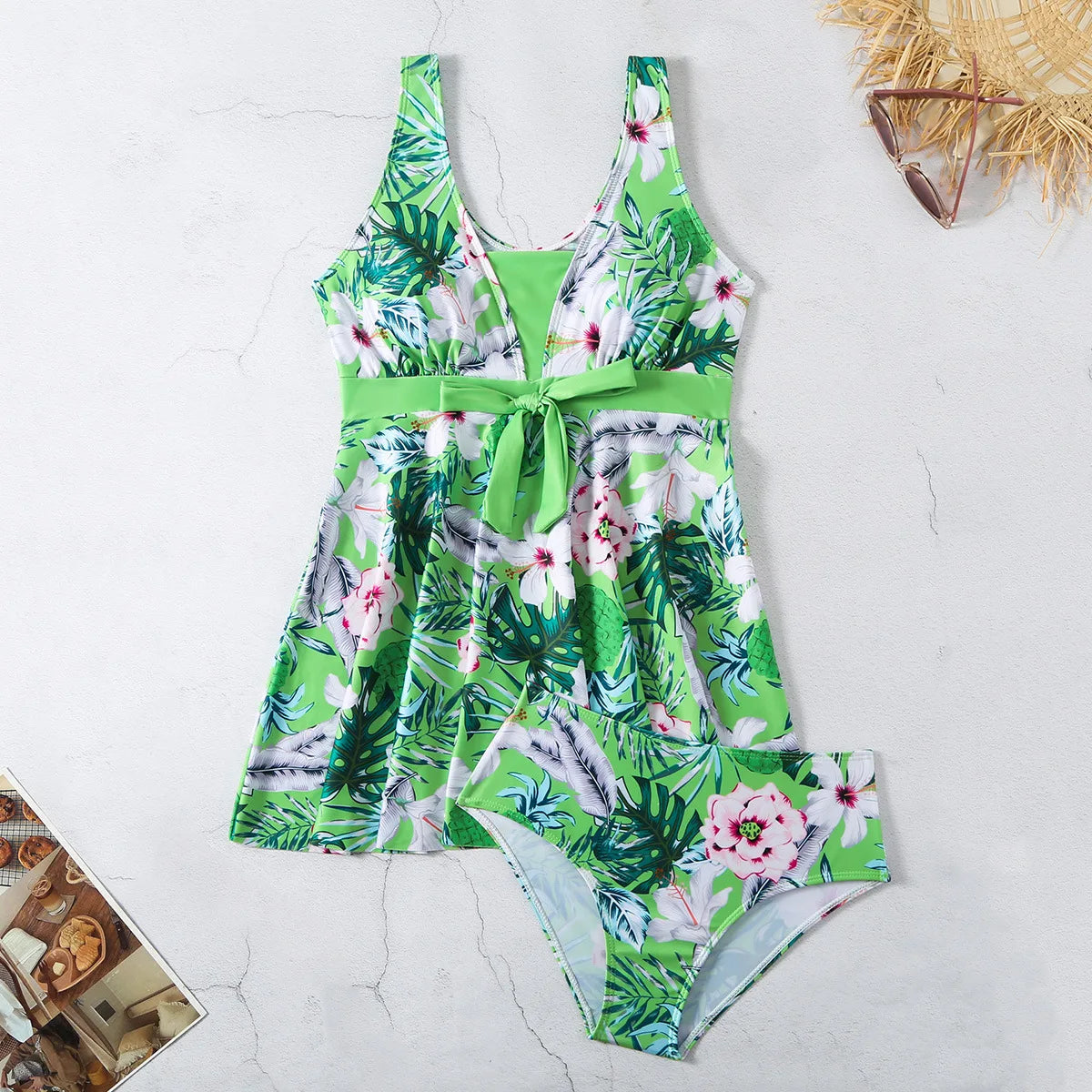 New Tropical Print Knot Front Swimwear Women One Piece Swimsuit Women Dress Bathers Bathing Swimming Swim Suit Beachwear