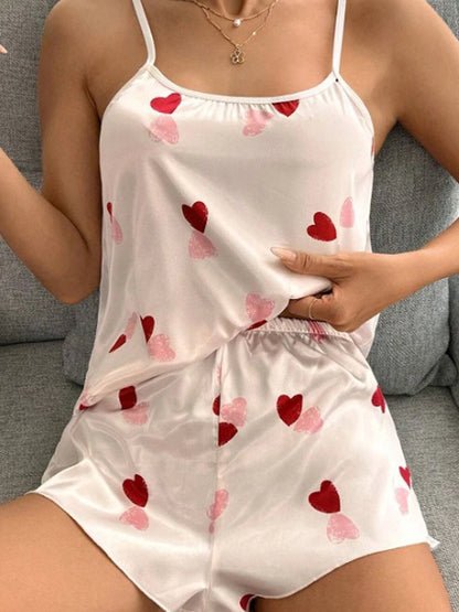 Silk Pajamas Set Womens Lace Satin Cami Tops and Shorts Nightwear Lingerie V Neck Sleepwear 2 Piece Pjs Loungewear