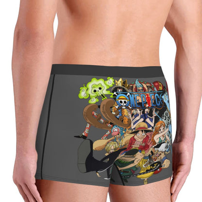 Best One Collage Collection Poster Man's Boxer Briefs Luffy Highly Breathable Underpants Top Quality Print Shorts Birthday Gifts