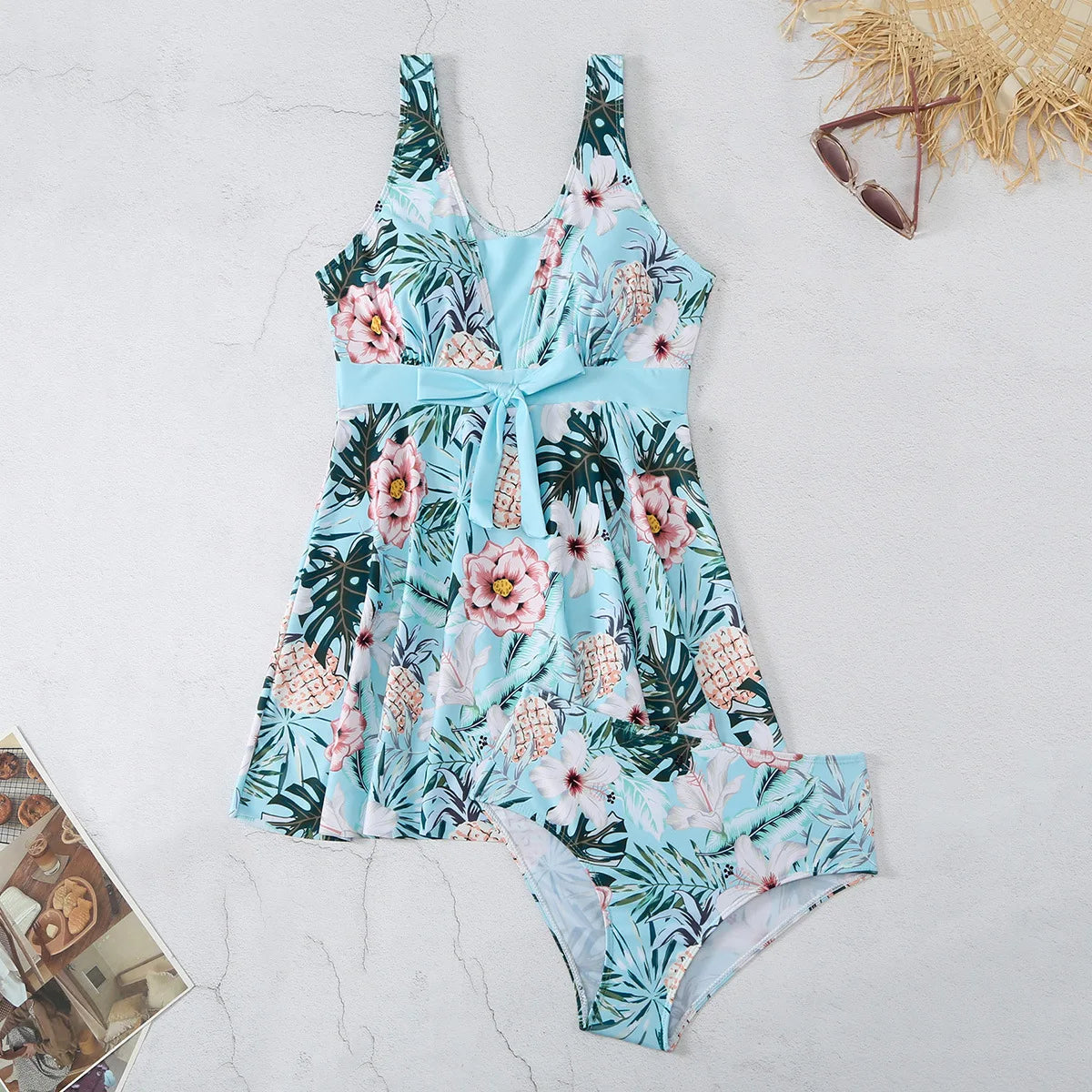 New Tropical Print Knot Front Swimwear Women One Piece Swimsuit Women Dress Bathers Bathing Swimming Swim Suit Beachwear