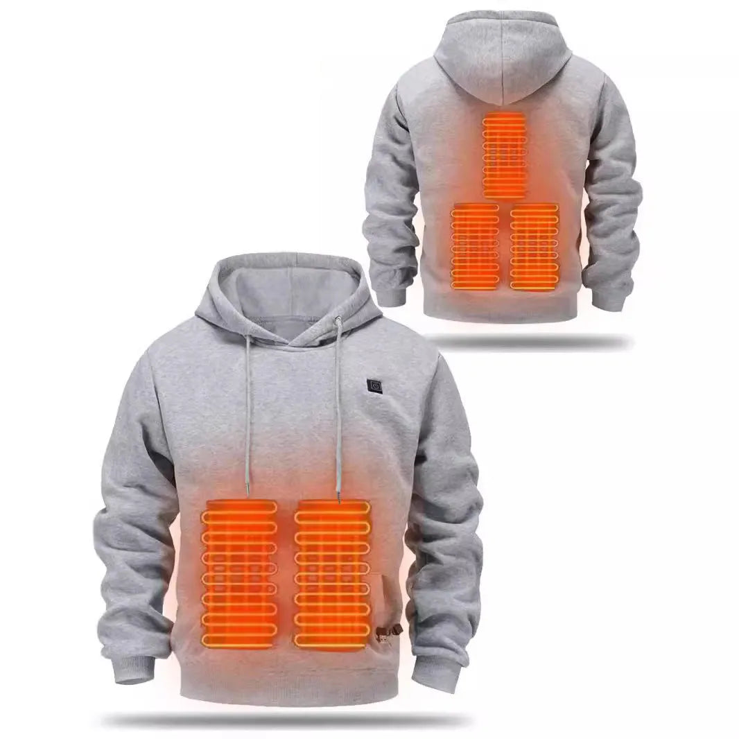 5 Heating Areas Men's Autumn And Winter Hoodie Usb Casual Hooded Pullover Sweatshirt Heating Hoodie Electric Thermal Hoodie