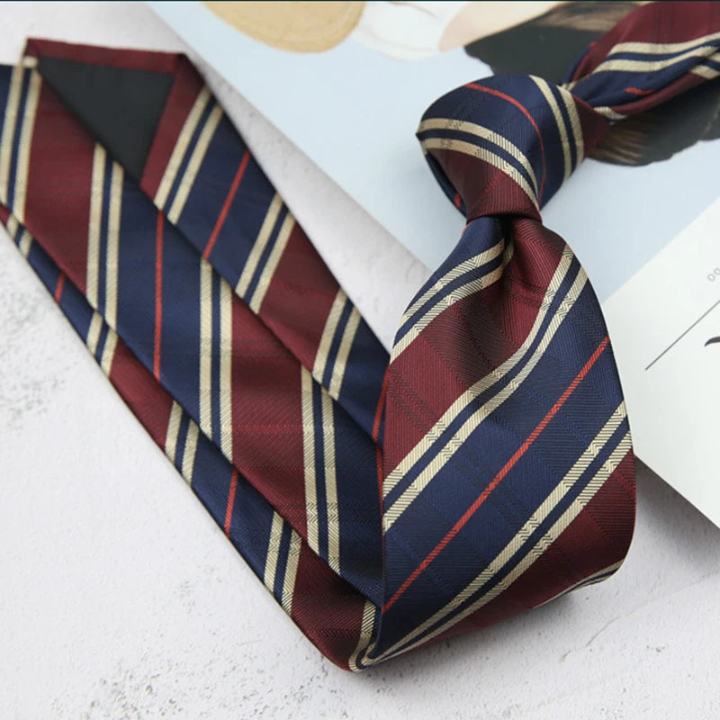 New Trendy Striped Neckties For Men Formal Silk Tie Polyester Jacquard Skinny Neck Tie Wedding Corbata 8cm Gravata Luxury Ties