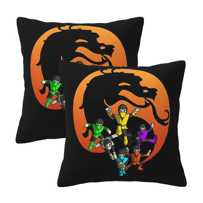 Mortal Kombat Logo 2 pcs Square Pillowcase Pillow Cover Cushion Decor Comfort Throw Pillow for Home Living Room