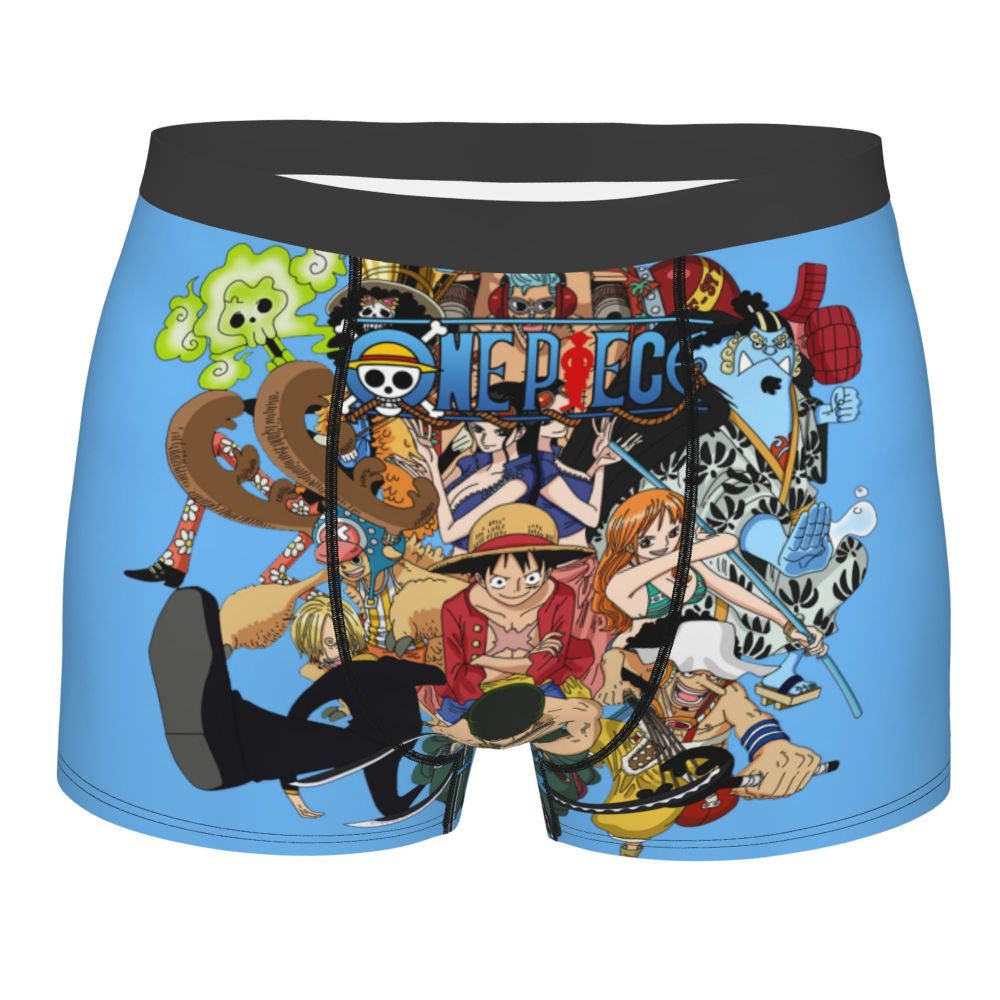 Best One Collage Collection Poster Man's Boxer Briefs Luffy Highly Breathable Underpants Top Quality Print Shorts Birthday Gifts