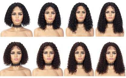 Brazilian Short Curly Bob Lace Front Human Hair Wigs PrePluck With Baby Hair Deep Wave Frontal Wig For Women Water Wave Lace Wig