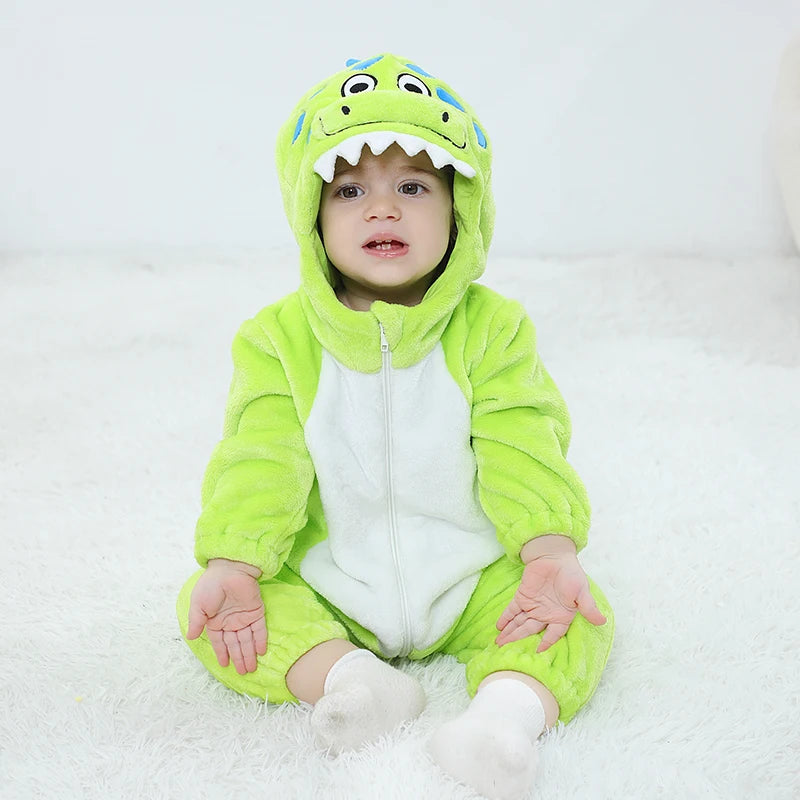 Anime Bear Baby Girl Boy Clothes Romper Lovely Infant Baby Onesie Bodysuit Newborn Zipper Hooded Flannel Cosplay Jumpsuits